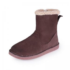 Side Zip Lamb Wool Lining Boots Winter Leather Snow Boots