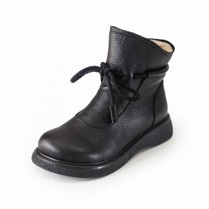 Sherpa Lining Leather Platform Boots Calf High Hiker Boots