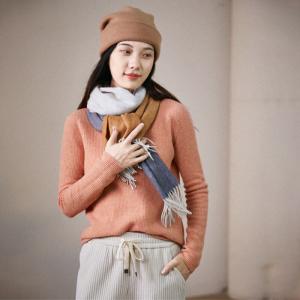 Pastel Colors Slim-Fit Sweater Sheep Wool Cozy Knitwear