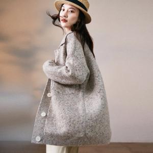 Chest Pockets Midi Overcoat Wool Blend Oversized Coat