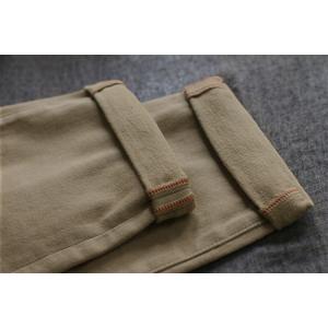 Fleeced Lining Cotton Tapered Pants Straight Legs Winter Trousers