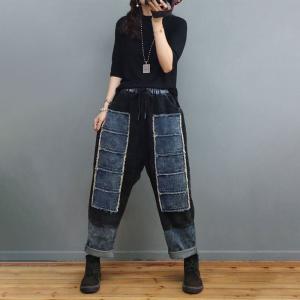 Corduroy Splicing Short Sleeve Jacket with Fringed Boyfriend Jeans