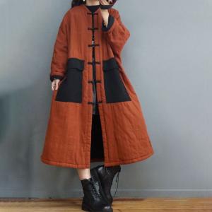 Vintage Buttons Cotton Linen Chinese Coat Large Quilted Coat Dress in ...