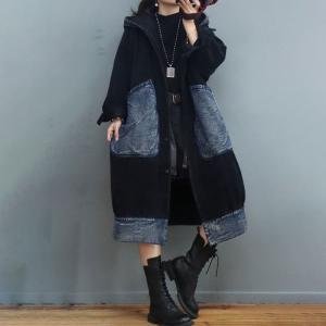 Big Pockets Thick Hoodie Coat Classic Corduroy Overcoat for Women