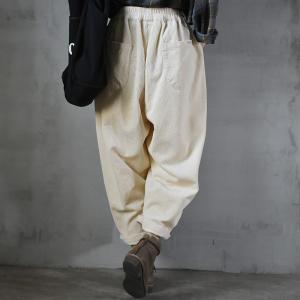 Baggy-Fit Elastic Waist Corduroy Pants Winter Ankle Pants