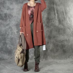 Daisy Embroidery Cardigan Oversized Plain Midi Coat