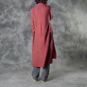 Pure Colors Midi Jersey Dress Loose Woolen Tied Dress