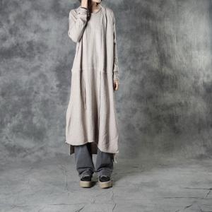 Pure Colors Midi Jersey Dress Loose Woolen Tied Dress