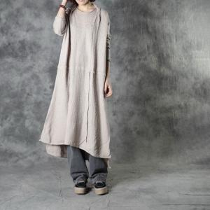 Pure Colors Midi Jersey Dress Loose Woolen Tied Dress