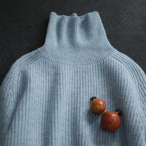 Baby Blue Wool Sweater Womens Knit Turtleneck Sweater