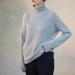 Baby Blue Wool Sweater Womens Knit Turtleneck Sweater