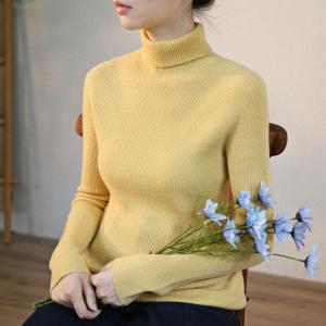 Basic Style Wool Sweater Winter Turtleneck Pastel Sweater