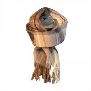 Classic Checkered Scarf Wool Fringed Gingham Scarf