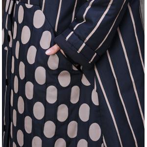 Stripes and Polka Dot Puffer Coat H-Shaped Plus Size Overcoat