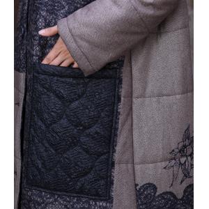 Totem Printed Gray Puffer Coat Winter Long Elegant Coat