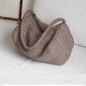 British Style Gingham Shoulder Bag Houndstooth Tweed Bag