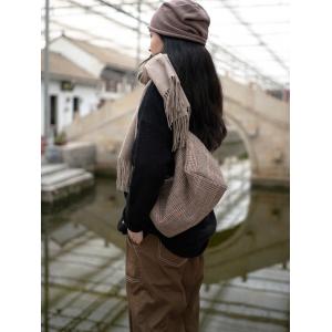 British Style Gingham Shoulder Bag Houndstooth Tweed Bag