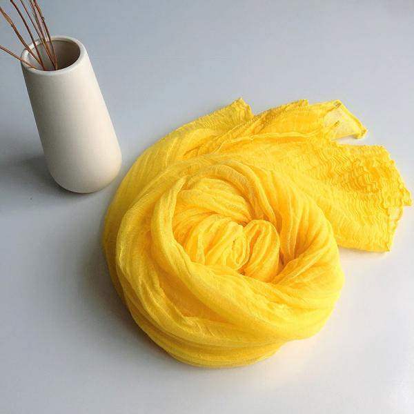 Solid Color Pleated Linen Scarf Plant Dyeing Flax Accessories