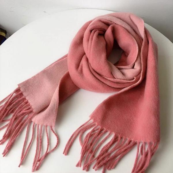 Dark Pink Winter Cashmere Scarf Wool Blend Tassel Scarf