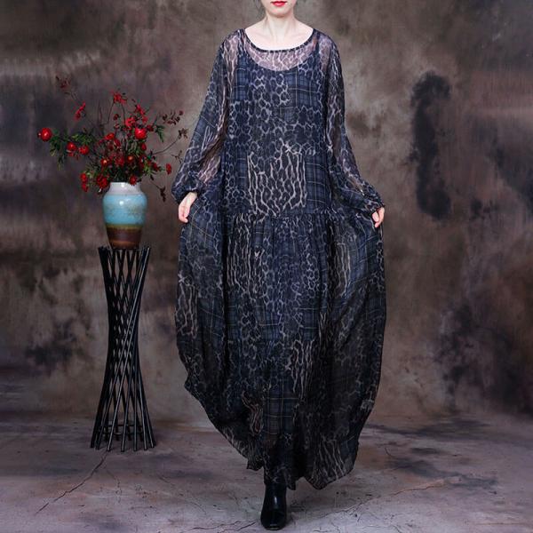 Beautiful Silk Cheetah Dress Large Size Kaftan with Camisole