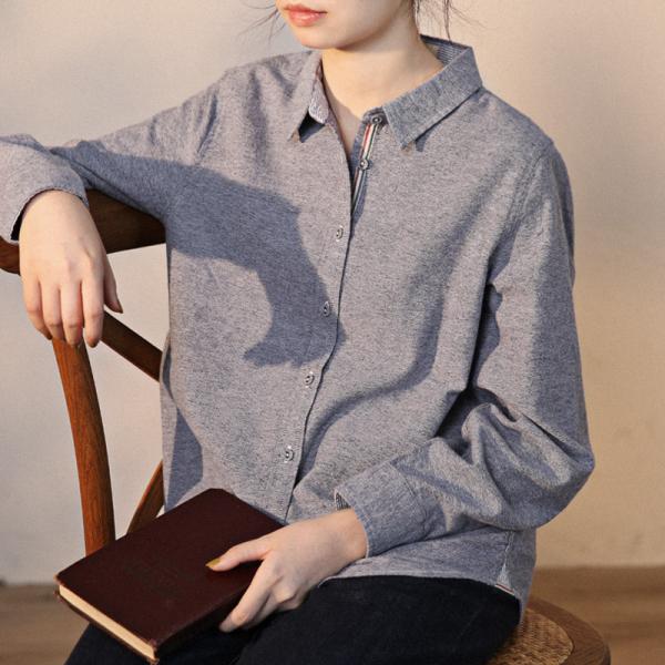 Office-Casual Womens Cotton Shirt Long Sleeves Oversized Blouse