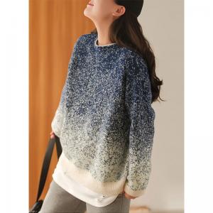 Color Gradient Dotted Sweater Womens Cozy Pullover