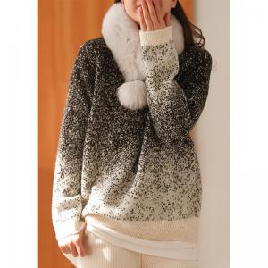 Color Gradient Dotted Sweater Womens Cozy Pullover