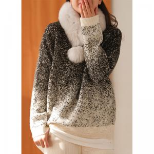 Color Gradient Dotted Sweater Womens Cozy Pullover