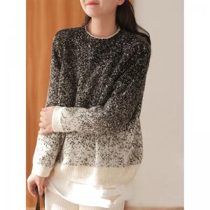 Color Gradient Dotted Sweater Womens Cozy Pullover