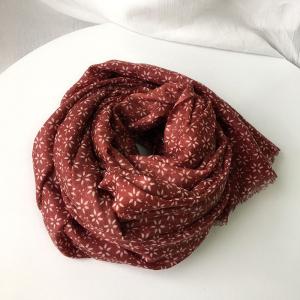 Elegant Fringed Wool Shawl Cozy Floral Scarf for Women