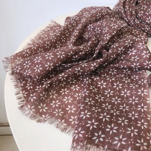 Elegant Fringed Wool Shawl Cozy Floral Scarf for Women