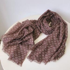 Elegant Fringed Wool Shawl Cozy Floral Scarf for Women