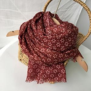 Elegant Fringed Wool Shawl Cozy Floral Scarf for Women