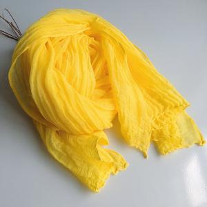 Solid Color Pleated Linen Scarf Plant Dyeing Flax Accessories