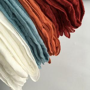 Solid Color Pleated Linen Scarf Plant Dyeing Flax Accessories