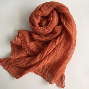 Solid Color Pleated Linen Scarf Plant Dyeing Flax Accessories