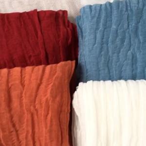 Solid Color Pleated Linen Scarf Plant Dyeing Flax Accessories