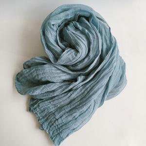 Solid Color Pleated Linen Scarf Plant Dyeing Flax Accessories