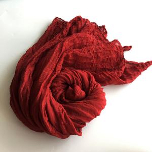 Solid Color Pleated Linen Scarf Plant Dyeing Flax Accessories