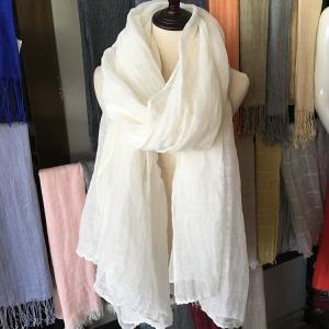 Solid Color Pleated Linen Scarf Plant Dyeing Flax Accessories