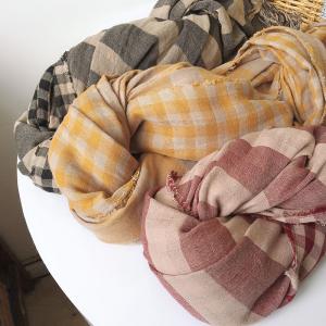 Preppy Style Tassel Scarf Cotton Plaid Shawl