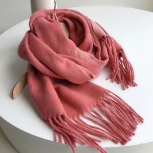 Dark Pink Winter Cashmere Scarf Wool Blend Tassel Scarf