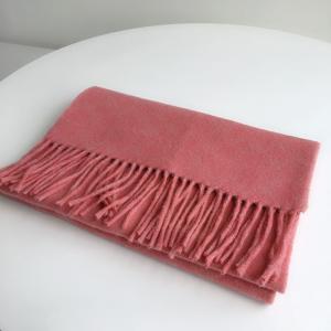 Dark Pink Winter Cashmere Scarf Wool Blend Tassel Scarf