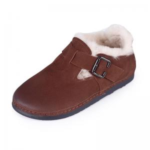 Fur Lining Winter Slip-On Shoes Womens Leather Flats