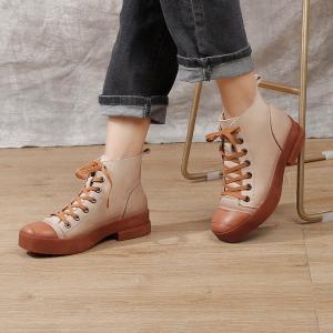 Chunky Heels Leather Martin Boots Fashion Combat Boots