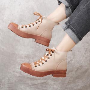 Chunky Heels Leather Martin Boots Fashion Combat Boots