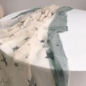 Bi-Colored Woolen Scarf Stars Patterns Light Scarf