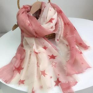 Bi-Colored Woolen Scarf Stars Patterns Light Scarf