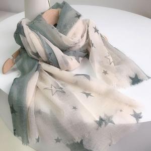 Bi-Colored Woolen Scarf Stars Patterns Light Scarf