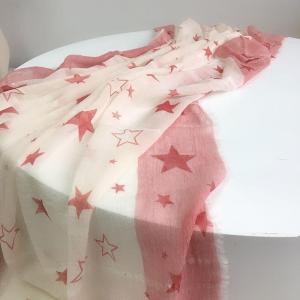 Bi-Colored Woolen Scarf Stars Patterns Light Scarf